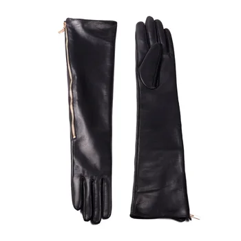 30 СМ-80 см нови дамски дами от естествена кожа, страничен цип Overlength ръкавици вечерни ръкавици Party Evening Дълги ръкавици