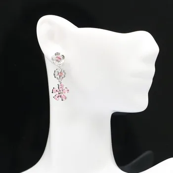 31x11mm цветя форма е създадена розово Морганит за сестра ежедневни облекла сребърни обеци на едро спад доставка