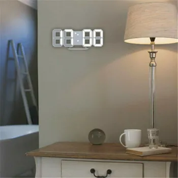 3D LED стенни часовници модерните дигитални будилници домашната кухня офис маса, тенис на дисплея нощни стенни часовници 24/12 часов дисплей