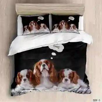 3D домашен любимец Куче, комплект постелки луксозни пухени сладко кученце одеяло комплект постелки украса Поп Кралицата декор спални