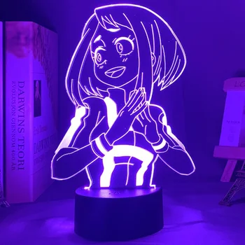 3d лампа аниме My Hero Academia Ochako Uraraka Light for Спалня Декор Child Детски рожден ден My Hero Academia Gift Uraraka Lamp