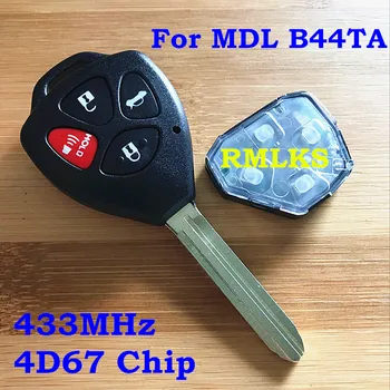 4 бутона за дистанционно ключодържател 433 Mhz с чип 4D67 за Toyota RAV4 Hilux MDLB44TA Car Key TOY43 Blade