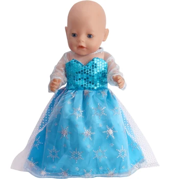 40-43 см Baby Boy кукли синя рокля на принцеса американски новородено лед пайети дрехи, играчки, аксесоари, подходящи 18 инча момичета подарък f80