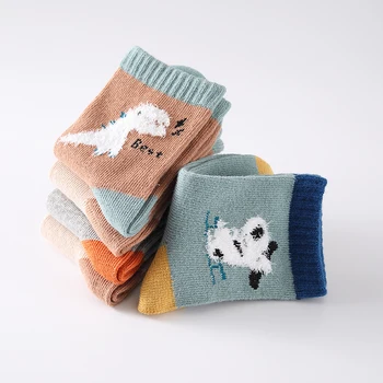 5 двойки/лот Детски чорапи животни памук динозавър куче чорапи за момичета, момчета, детски дишащи сладки есенни и зимни детски чорапи