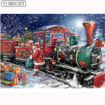 5D САМ кръстат бод Диамант живопис Коледа Дядо Коледа влак пълен с квадратен Диамант бродерия мозайка Коледен подарък LK1