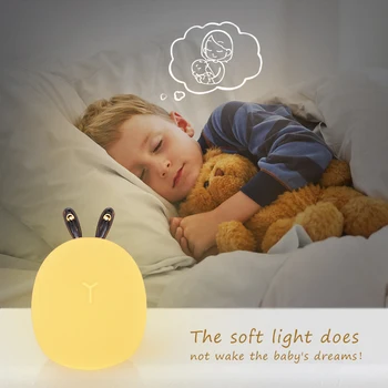 AiLESEN Сладко Deer Rabbit LED Night Light Силикон карикатура Dimmable USB лампа акумулаторна батерия за Децата Baby Gift Light