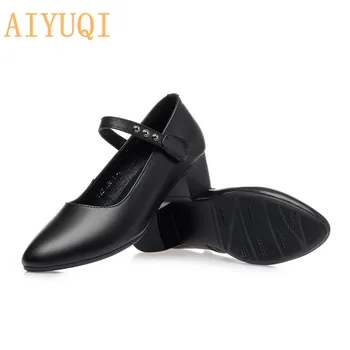 AIYUQI официални Дамски обувки 2020 есен нова естествена кожа генитални луксозни дамски обувки голям размер 41 42 42 дамски обувки рокля