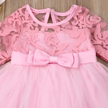 Baby Kid Момиче New Princess Дантела Dress Kids Flower Embroidery Dress For Girls Vintage Children Dresses Party Dress 1-6T