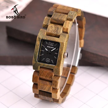 BOBO BIRD montre femme дървени дамски часовници Top Fashion Square Dial Watch Collection for Ladies S02