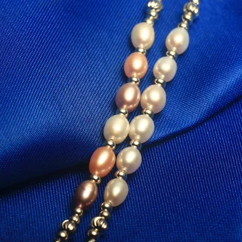 Cauuev Natural Freshwater Multi Pearl Fashion Bracelet Tube Bracelet 6mm Rice Pearl Adjust Гривна 2020 gift