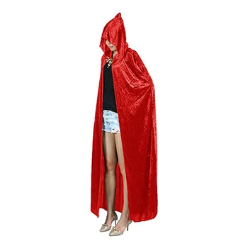 Cosplay Хелоуин костюми унисекс женски костюм общата дължина на нарязания на ситно кадифе с качулка наметало S-2XL червен черен бял виолетово син