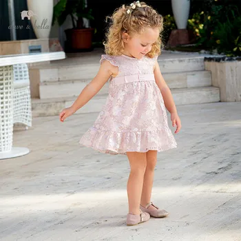 DB13634 Дейв Бела лятото момиче принцеса на цветя лук светкавица рокля детска мода парти рокля деца детска Лолита дрехи
