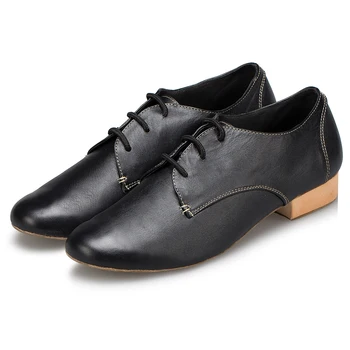 DKZSYIM мъжки обувки за латинските танци сив / сребърен / черен професионални обувки за танго кожата чрез шнурове Салса танцови обувки 24-28. 5 CM на едро