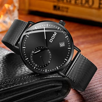 DOM модни часовници мъжки водоустойчив тънък, мрежест каишка минималистичен часовник мъжки Кварцов спортни часовници Relogio Masculino M-302