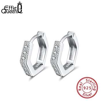 Effie Queen Small Woman Хоп Earring 925 Sterling Silver 12mm with АААА Zircon Earring Jewelry Party Wedding Gift BE261
