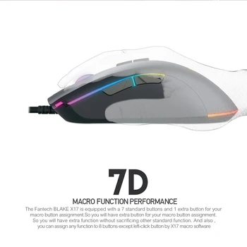 FANTECH X17 Gaming mouse 10000DPI регулируема 7 бутон макро RGB жичен мишката, за да FPS CS LOL Gamer Mouse ергономична мишка мишка