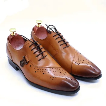 FELIX CHU италиански кожени мъжки обувки Оксфорд обувки от телешка кожа, черен, кафяв обувки обувки бизнес сватбена рокля, обувки за мъже