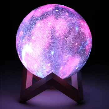 Galaxy Light 3D Print Star Moon Lamp колоритна промяна на лунна светлина на звездното небе LED Night Light за детска спалня