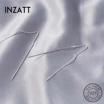 INZATT Fashion Real 925 стерлинги сребърен пискюл виси капка обици минималистичен модерен бижута за жени аксесоари партия подарък
