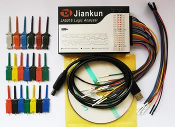JIANKUN LA5016 PC USB Logic Анализатор 500М max sample rate 16CH 5B samples английското софтуер