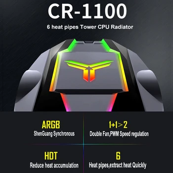 Jonsbo Tower CPU Cooler CR1100 6 Heatpipes PWM 4Pin CR-1100 охлаждащ радиатор за Intel LGA 775/1150/1151/1155 AMD AM4 / AM3+