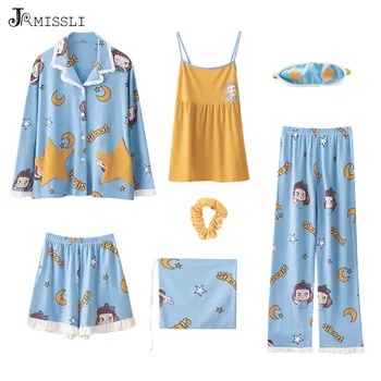 JRMISSLI пижами и комплекти от памук печат голям размер Дама пижами Дамски пижами костюм на домашна облекло пижами Femme
