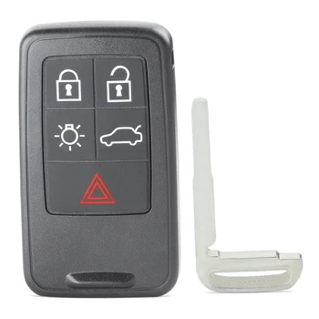 KEYECU 5 Button 6 Button Replace Remote Car Key Shell Case Fob for Volvo S60, V60 S80, XC60, XC70 V70 FCC ID: KR55WK49264