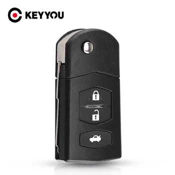 KEYYOU за Mazda 3 5 6 RX-8 CX-7 И CX-9 MX5 3/2+1 подмяна на бутоните сгъваем калъф за ключове Remote Key Shell ремкомплект