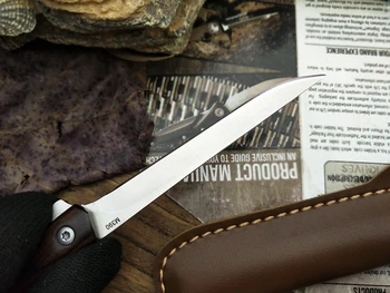 LCM66 сгъваем нож Эбеновая дръжка преносим джобно ножче инструменти остри бързо се задействат външни ножове разпределение кожена капак на ножа