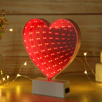 LED Love Mirror Светлини Wedding Holiday Party Garden Decor Lamp Valentine ' s Day Gift For Приятелка Wife Bedroom Night Light