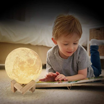 LED Night Light 3D Лампа Moon Battery Powered Color Change 3D Light Touch Moon Lamps детски светлините на нощна светлина декор спални