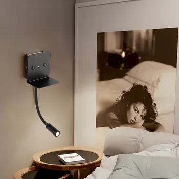 Led осветление стена за четене с USB зареждане спалня, кабинет и хол халба бира с превключвател Nordic нощни стенни осветителни тела