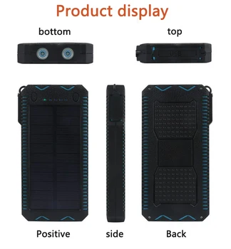 LiitoKala Lii-D002 преносим банка на слънчевата енергия 20000 ма за Xiaomi 2 Iphone външна батерия Powerbank водоустойчив двойно USB