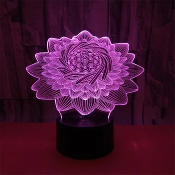 Lotus 3D Night Lights LED Flower Decoration Lighting For Спалня Декор Luminaries Lamparas Creative Lotus Lamp Сладко Момичета Gifts