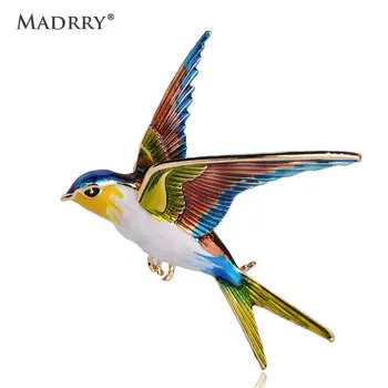 Madrry Swallow Bird Shape Brooch Цветни Эмалевые Брошки Животни За Жени, Детски Пуловер, Шал Костюм Отличителни Игли Бижута