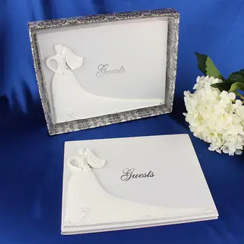 MeterMall Булка Romantic Groom White Wedding Signature Guest Books Engagement Anniversary Guestbook Album Party Decor Supplies