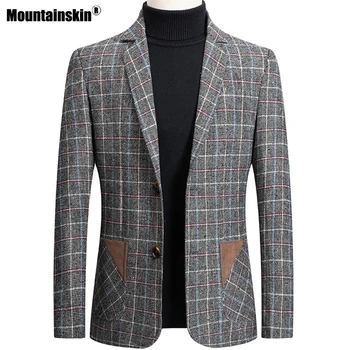 Mountainskin мъжки каре блейзър 2020 нов ежедневни ретро Slim Fit костюми на мъжката мода есен-пролет мъжки костюми високо качество MT048