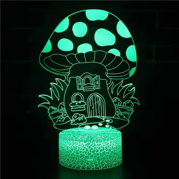 Night LED Светлини Novelty 3D лампа Сладко Toy Gift 7 Color Abstract Artist Graphics Cartoon Atmosphere Lamp For Children Kids Room