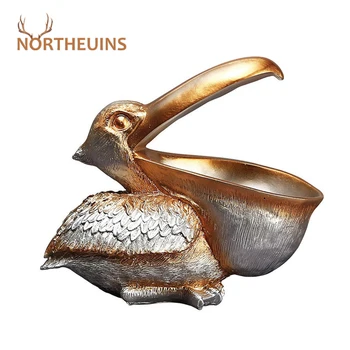 NORTHEUINS смола Пеликан фигурки за съхранение на Nordic Toucan голяма уста притежателя на ключа статуи на животни, работно бюро аксесоари за декорация на дома