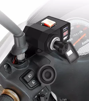 OHANEE Motorcycle USB Charger phone 12V/24V гнездото на запалката на пури Dual USB moto Charger LED волтметър водоустойчив кола-стайлинг