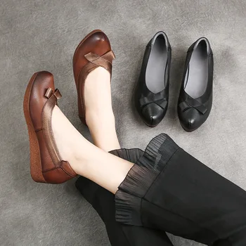 PEIPAH 2020 ретро обувки от естествена кожа, дамски слипоны балет апартаменти дамски ежедневни плитки Дамски мокасини пролет-есен обувки