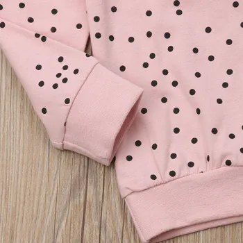 Pudcoco САЩ запас от 1-6 години 2 елемента бебе момиченце розов комплект дрехи точка пристрастие топ дрехи ризи Панталони мода момиче есен облекло