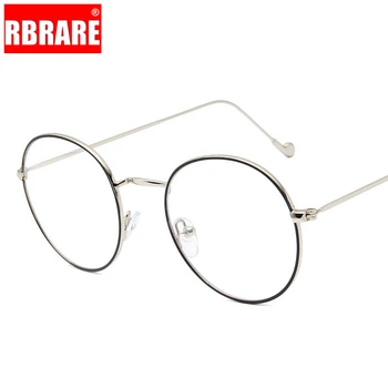 RBRARE стари метални кръгли очила рамки жените прозрачни лещи анти-синя светлина очила ретро предписани очила мъжете Okulary