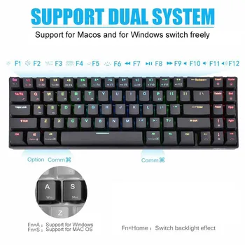 Rk71 за безжична връзка Bluetooth 71 клавишите RGB подсветката геймърска механична клавиатура за PC