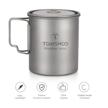 TOMSHOO сверхлегкая Титановая чаша съдове за готвене 750 мл открит преносим чаша вода, чаша, прибори тенджера за готвене титан пот на къмпинг, пикник