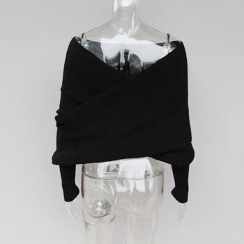 TWOTWINSTYLE ежедневни вязаный шал за жени поло с дълъг ръкав твърди минималистичен плетене на дамски блузи новите дрехи мода