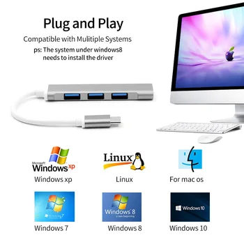 Type C 3.1 C USB ХЪБ 3.0 2.0 Multi 4 Port Splitter за Lenovo Xiaomi Macbook Pro Air PC Notebook Computer аксесоари за преносими компютри