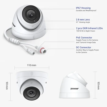 Ultra HD 5MP POE IP камера външна погодостойкая мрежа за сигурност Dome EXIR Night Vision e-mail Alert Камера за ВИДЕОНАБЛЮДЕНИЕ Kit
