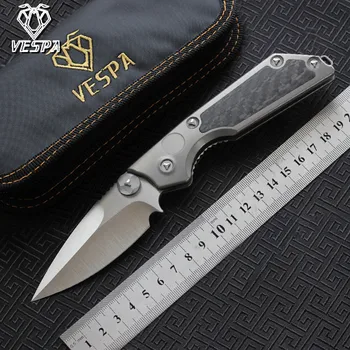 VESPA версия на MSG-2 острието на ножа:M390 дръжка:TC4+CF,открит на къмпинг, лов и оцеляване джоб с кухненски плодов нож EDC инструмент ножове