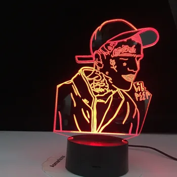 Американски рапърът Lil Пийп Led Night Light за декорация на дома цветни лека нощ подарък за любителите на известни личности 3D лампа капка